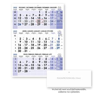 Threemonths Wall Calendar Trio Czech 2023 - blue