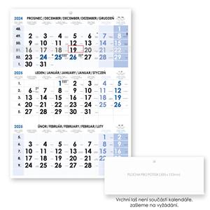 Threemonths Wall Calendar Trio Czech 2025 - blue