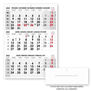 Threemonths Wall Calendar Trio Czech 2025 - grey