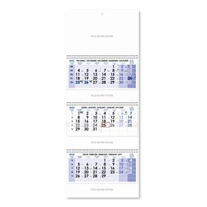 Threemonths Wall Calendar Trio stacked Czech with spiral 2024 - blue