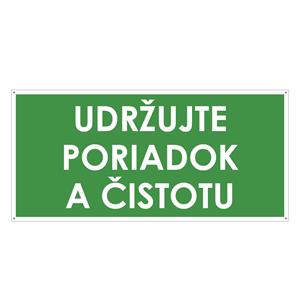 Udržujte poriadok a čistotu, zelená, plast 2mm s dierkami-190x90mm