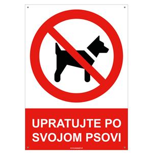 Upratujte po svojom psovi- bezpečnostná tabuľka s dierkami, plast A5, 2 mm