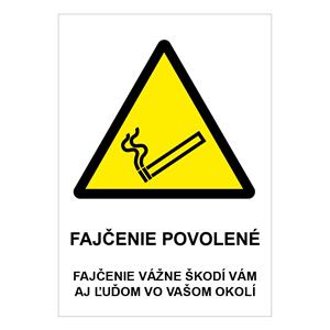 Výstraha-fajčenie povolené,plast 1mm,210x297mm