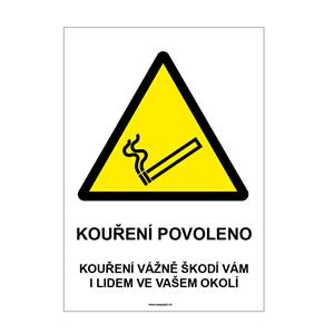 VÝSTRAHA - KOUŘENÍ POVOLENO, plast 2 mm, A5