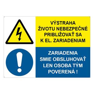 Výstraha- Zariadenia smie obsluhovať, kombinácia, plast 2mm s dierkami-210x148mm