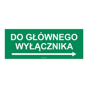 W PRAWO DO GŁÓWNEGO WYŁĄCZNIKA, płyta PVC 1 mm 210x80 mm