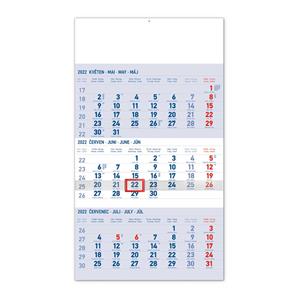 Wall Calendar 2022 3 months standard - blue CZ