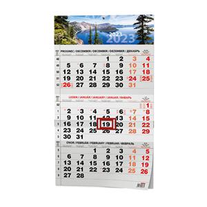 Wall Calendar 2023 3-months Black - Nature