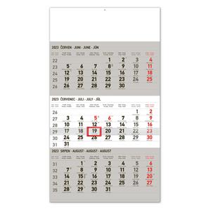 Wall Calendar 2023 3 months standard - grey CZ