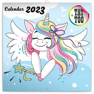 Wall Calendar 2023 Happy Unicorns with tattoos