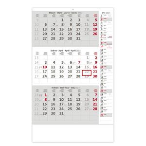 Wall Calendar 2023 - Threemonths grey with Note