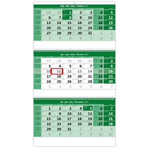 Wall Calendar 2024 - Threemonths Calendar green Twin Wire