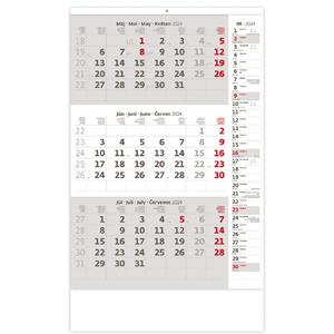 Wall Calendar 2024 - Threemonths Calendar grey with note