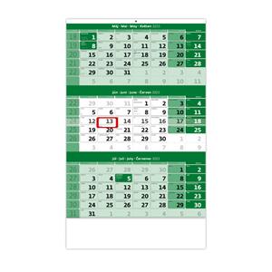 Wall Calendarr 2023 - Threemonths Calendar green