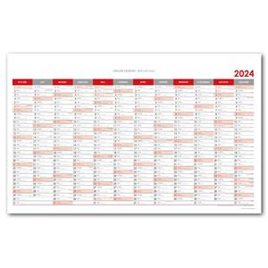 Wall planning map 2024 PL - 63x100 cm - red