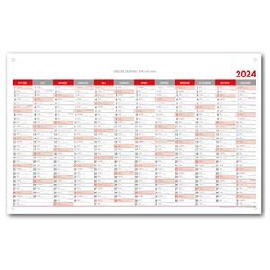 Wall planning map 2024 PL with eyelets for hanging - 63x100 cm - red