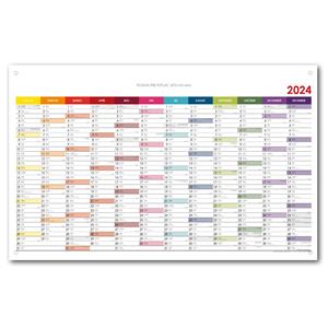 Wall planning map 2024 SK with eyelets for hanging - 63x100 cm - color