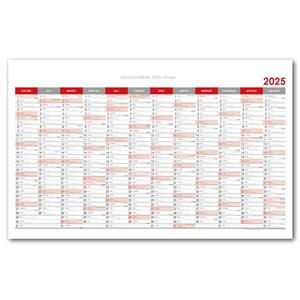 Wall planning map 2025 PL - 100 x 63 cm - red