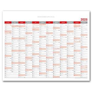 Wall planning map 2025 PL - 100 x 80 cm - red