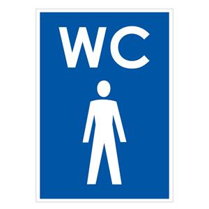 WC muži, modrá, plast 2mm,105x148mm