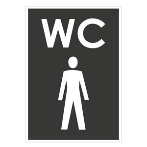 WC muži, šedá, plast 2mm,105x148mm