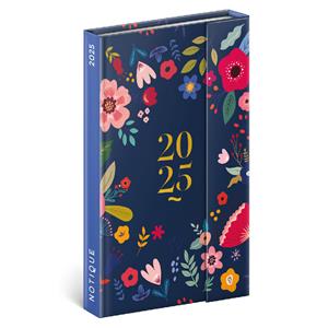 Weekly magnetic diary 2025 A5 Blue flowers