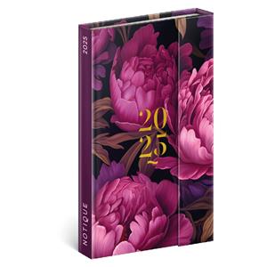 Weekly magnetic diary 2025 A5 Purple flowers