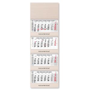 Wooden fourmonths Wall Calendar Kvatro Wood stacked Slovak with spiral 2025 - grey