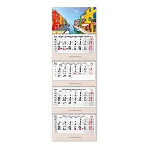 Wooden Venice fourmonths Wall Calendar Kvatro Wood Venice stacked Czech with spiral 2024 - grey