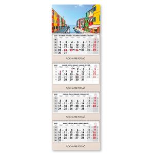 Wooden Venice fourmonths Wall Calendar Kvatro Wood Venice stacked Czech with spiral 2025 - blue