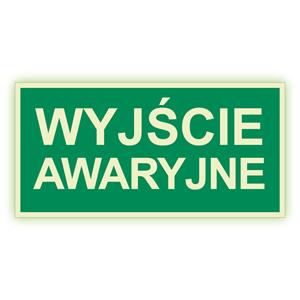 Wyjście awaryjne - fotoluminescencyjny znak, naklejka 300x150 mm