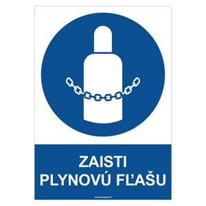 Zaisti plynovú fľašu - bezpečnostná tabuľka, plast 0,5 mm - A4