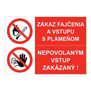 Zákaz fajčenia-Nepovolaným vstup zakázaný, kombinácia,plast 1mm,210x148mm