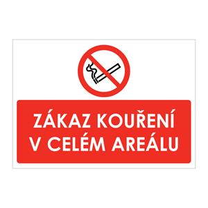 ZÁKAZ KOUŘENÍ V CELÉM AREÁLU, plast 2 mm, A4