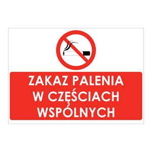 ZAKAZ PALENIA W CZĘŚCIACH WSPÓLNYCH, naklejka 210x148 mm