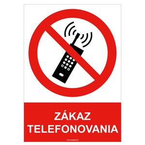 Zákaz telefonovania - bezpečnostná tabuľka , plast A4, 2 mm