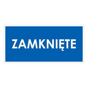 ZAMKNIĘTE, niebieski - płyta PVC 1 mm 190x90 mm