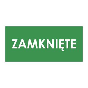 ZAMKNIĘTE, zielony - płyta PVC 2 mm 190x90 mm